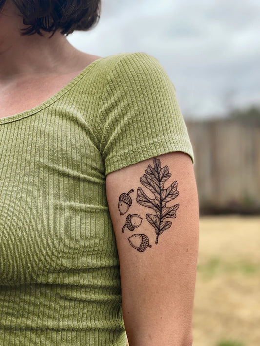Acorn and Oak Leaves Temporary Tattoo by NatureTats