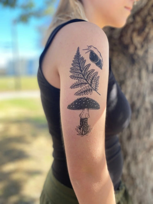 Amanita Mushroom, Fern, Snail by NatureTats