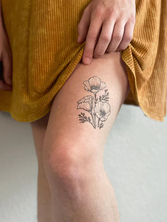 poppy seed flower tattoo Golden California Poppy by NatureTats