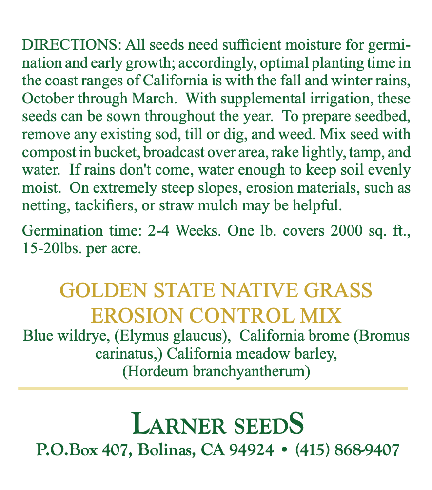 Golden State Native Grass Erosion Control Mix
