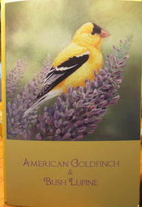 American Goldfinch & Bush Lupine notecard by Keith Hansen